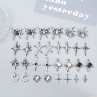 Gun Black Sweet Cool Wind Earrings Necklace Accessories diy Hand-made Material Star Moon Butterfly Spider Pendant