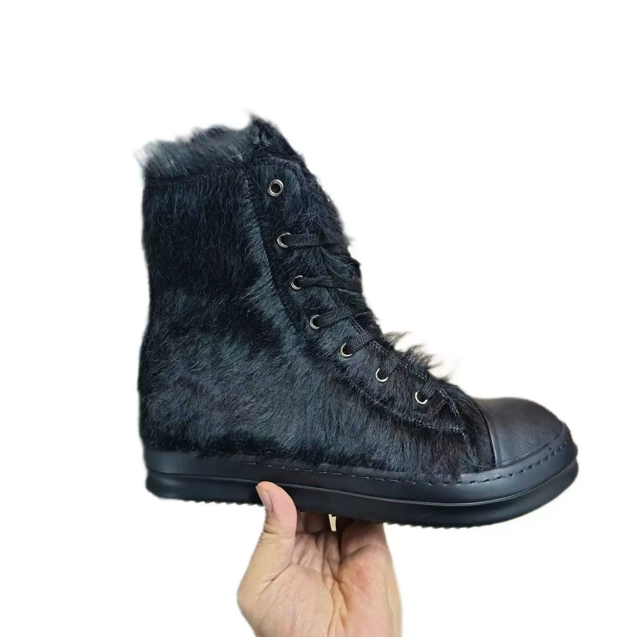 Высокие и низкие кроссовки (Rick Owens) верх из лошадиного волоса, платформа, размеры 36–48