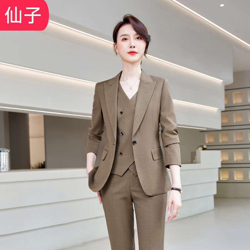 Wholesale Spring and Autumn New Fashion Suit Suit Female Teacher Business Attire Civil Servant Suit Jacket Elastic Work Clothes