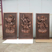 四大天王铜佛像浮雕寺庙古建筑立体浮雕地雕红铜唐卡锻铜佛祖挂饰