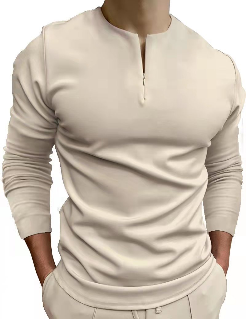 New POLO Solid Color Pattern Men's Elastic Casual Long Sleeved Shirt_voghion.com