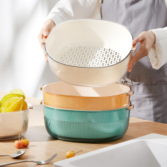 Self-designed light luxury double-layer drain basket, vegetable basket, cross-border internet celebrity kitchen vegetable and fruit basket