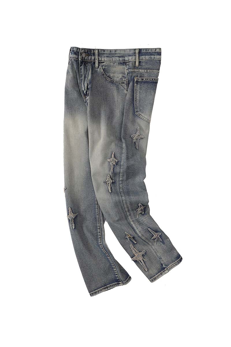 Distressed Flared Jeans For Men Vintage Washed Casual Denim Trousers_voghion.com