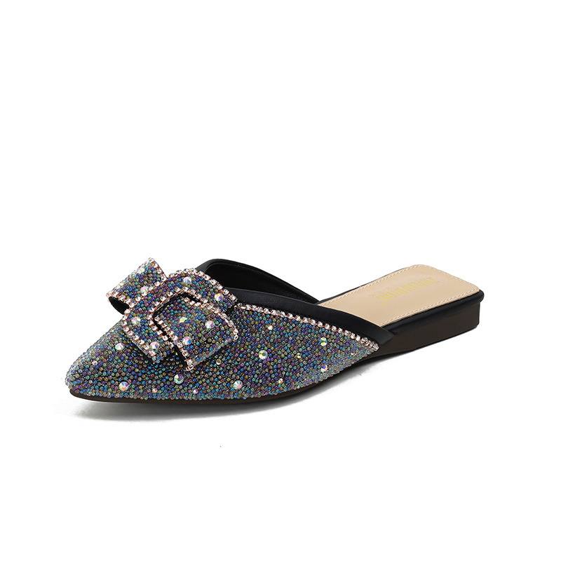 2023 spring and summer new outerwear all-match net red low-heeled sandals pointed toe Muller drag_voghion.com