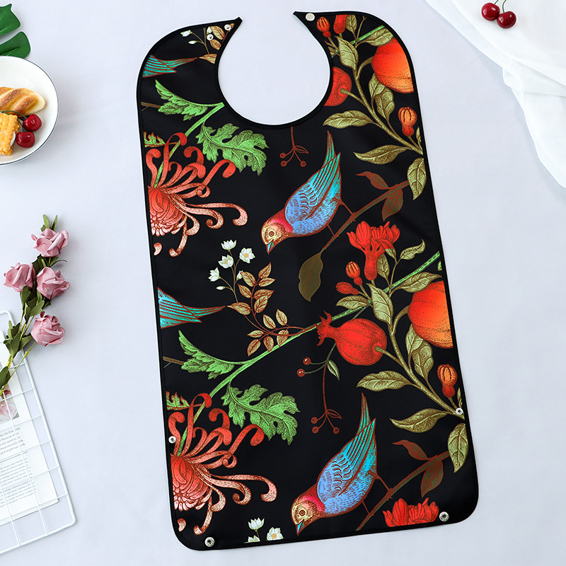 Suministro transfronterizo de ancianos babero de comida Toalla de saliva babero adulto moda en stock fábrica de Ventas Directas logotipo imprimible