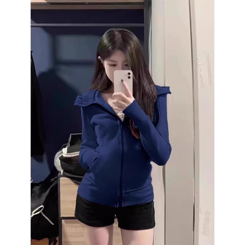 山东即墨卫衣上衣开衫女韩版2025新连帽拉链秋季潮流穿搭显瘦外套|undefined