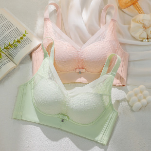 New Sexy Lace Underwear Large Chest Thin Cup Warm-up Non-steel Rings Breast Anti-sagging Upper Bra