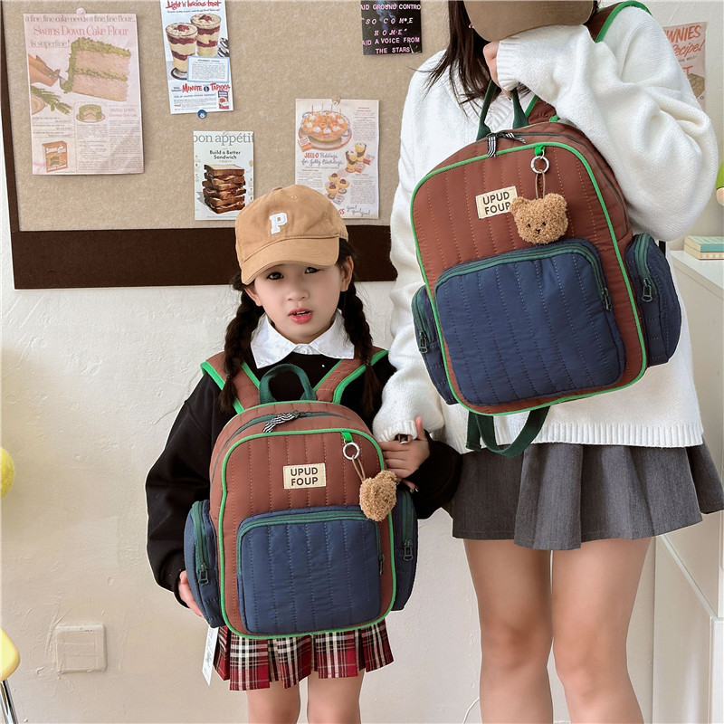 Kindergarten estudiante de dibujos animados mochila estudiante de escuela primaria lindo niño bebé mochila de lona niña padre-niño mochila