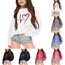 亚马逊秋冬儿童抓绒卫衣圆领日本大卫衣创意印花儿童休闲运动卫衣