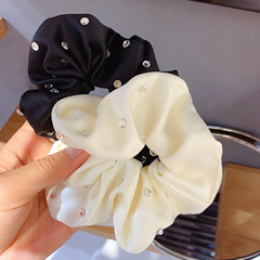 2021韓版大腸發圈東大門網紅同款帶水鑽髮飾女生扎高馬尾頭繩頭飾