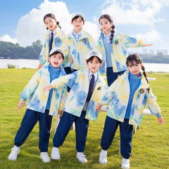 小学生校服冲锋衣三件套春秋装班服儿童运动会套装秋季幼儿园园服