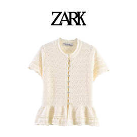 ZARK 欧美新款时尚镂空短袖针织外套 跨境外贸女装批发 6236008