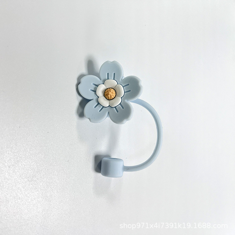 Amazon venta caliente de silicona tapón de paja flor de paja sombrero de polvo de grado alimenticio antiincrustación ecológica sombrero de paja decoración