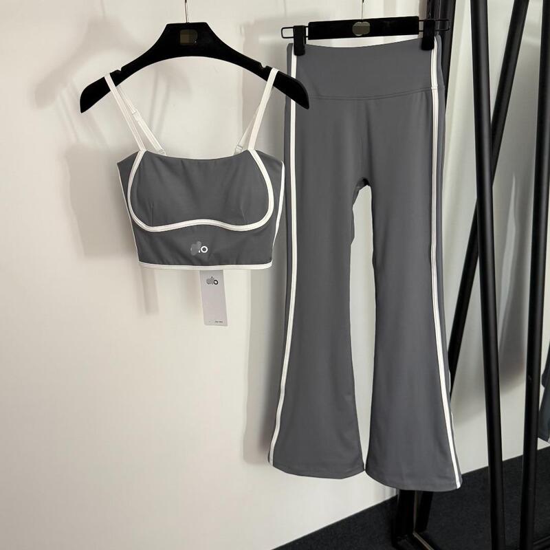 2025 Summer Nanyou Women's New Yoga Sports Set Color-Block Tank Top + High-Waisted Elastic Flared Long Pants 2025 Summer Nanyou Women's New Yoga Sports Set Color-Block Tank Top + High-Waisted Elastic Flared Long Pants