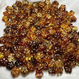Shenzhen Songgang Direct Sales Natural Amber Beeswax Flower Amber Hollow Flower Pendant Accessories DIY Design Accessories Hot Style