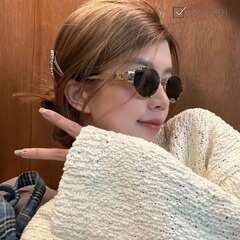 金属枠凱旋門楕円形レトロサングラス男女モデル高品質リサ同モデルファッション個性サングラス