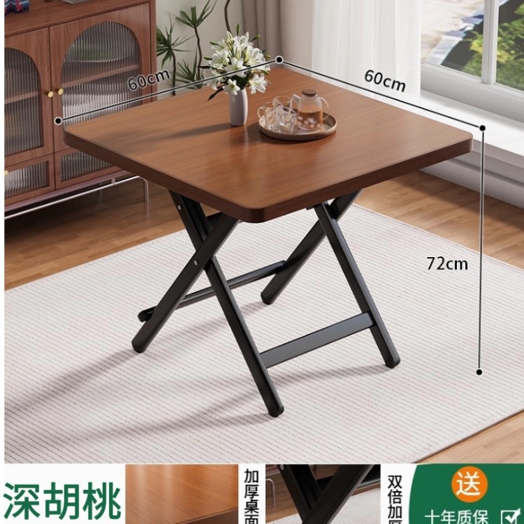 [Upgraded model] Dark walnut 60_60_72 [Thickened desktop-black painted legs]_PC