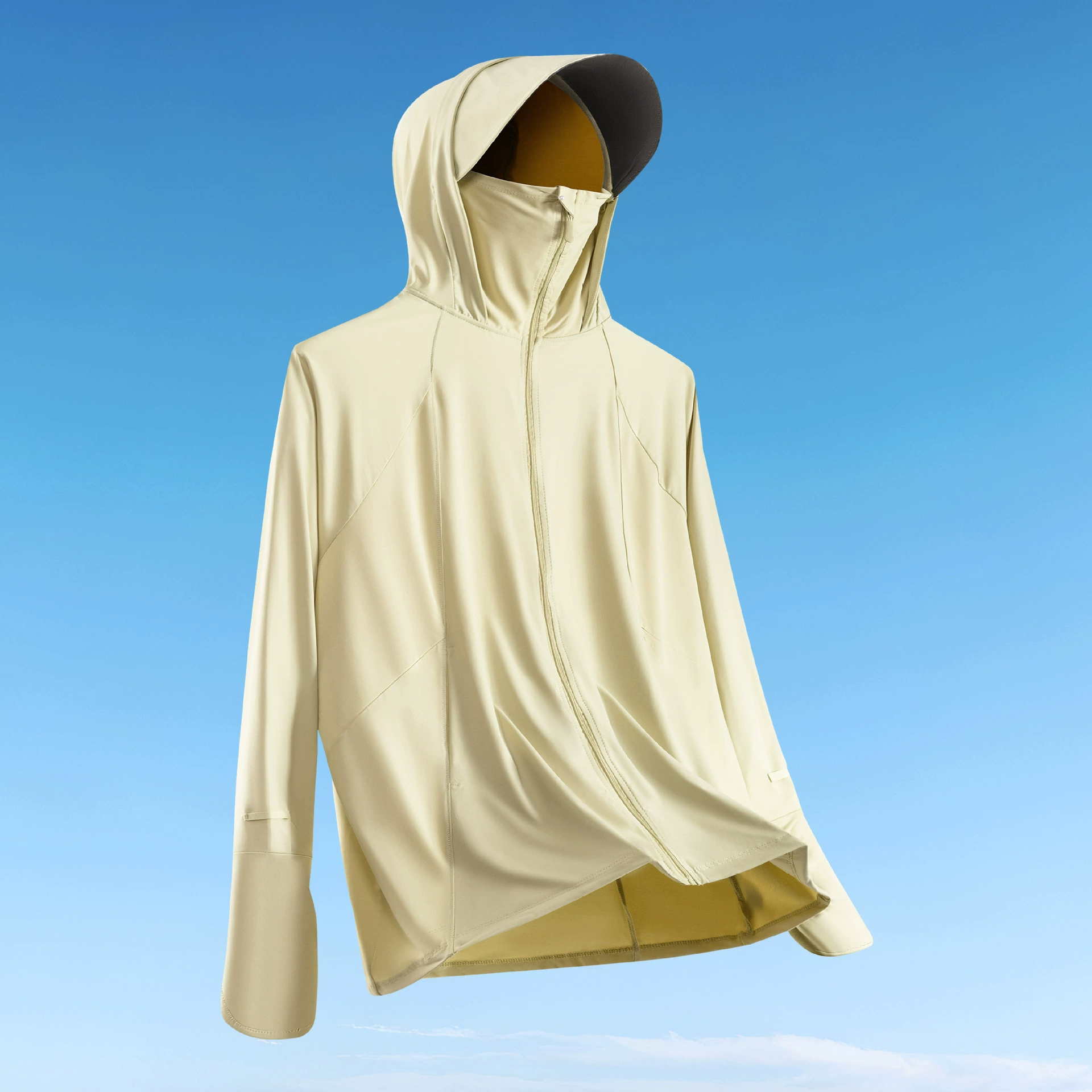 UPF50 + перчатки на кончиках пальцев, солнцезащитная одежда для женщин, дышащая, быстросохнущая куртка с капюшоном из ледяного шелка, защитная одежда от солнца