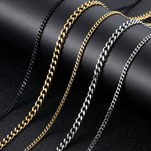 Elegant Minimalist Titanium Steel Necklace, Stainless Steel Cuban Link, Multilayer Stackable Non-Fading Fashion Necklace for Men and Women