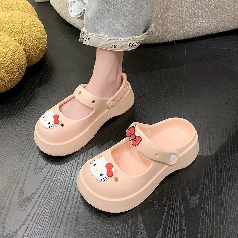 Сандалии-«шпильки» Slide Platform Hello Kitty L024, мягкая EVA подошва, пляжные и повседневные слайды (размеры 35–40)