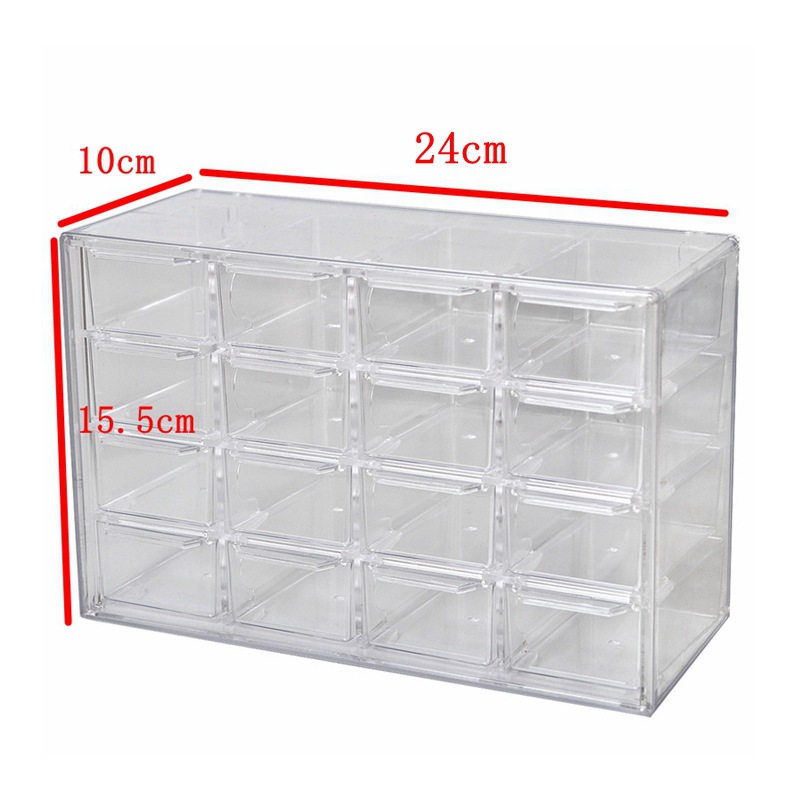 恵司デスクトップ九宮12宮16宮格透明引き出し式分格収納箱数珠アクセサリー整理箱
