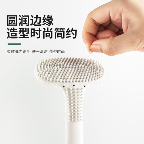 [Thickened Long Handle Toilet Brush] Double-sided soft bristle cleaning toilet brush with no dead ends, bathroom curved toilet brush