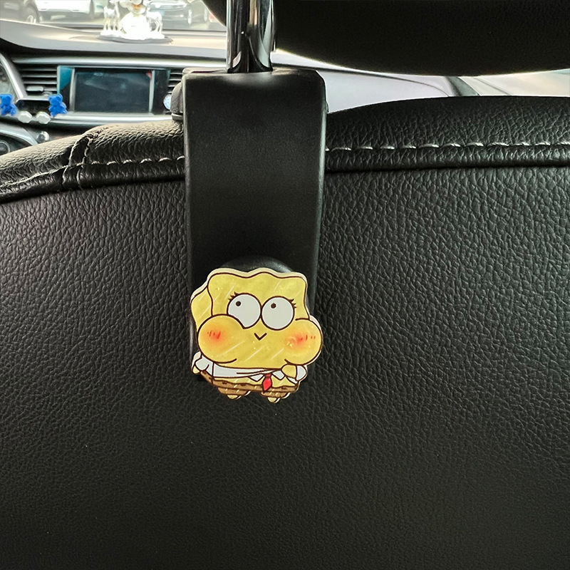Gancho de coche, gancho trasero del asiento trasero, suministros de coche, soporte de carga, lindo Bob Esponja, dibujos animados