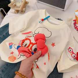 【立体玩偶】新款纯棉男女童短袖t恤夏季宽松透气短袖可爱卡通上