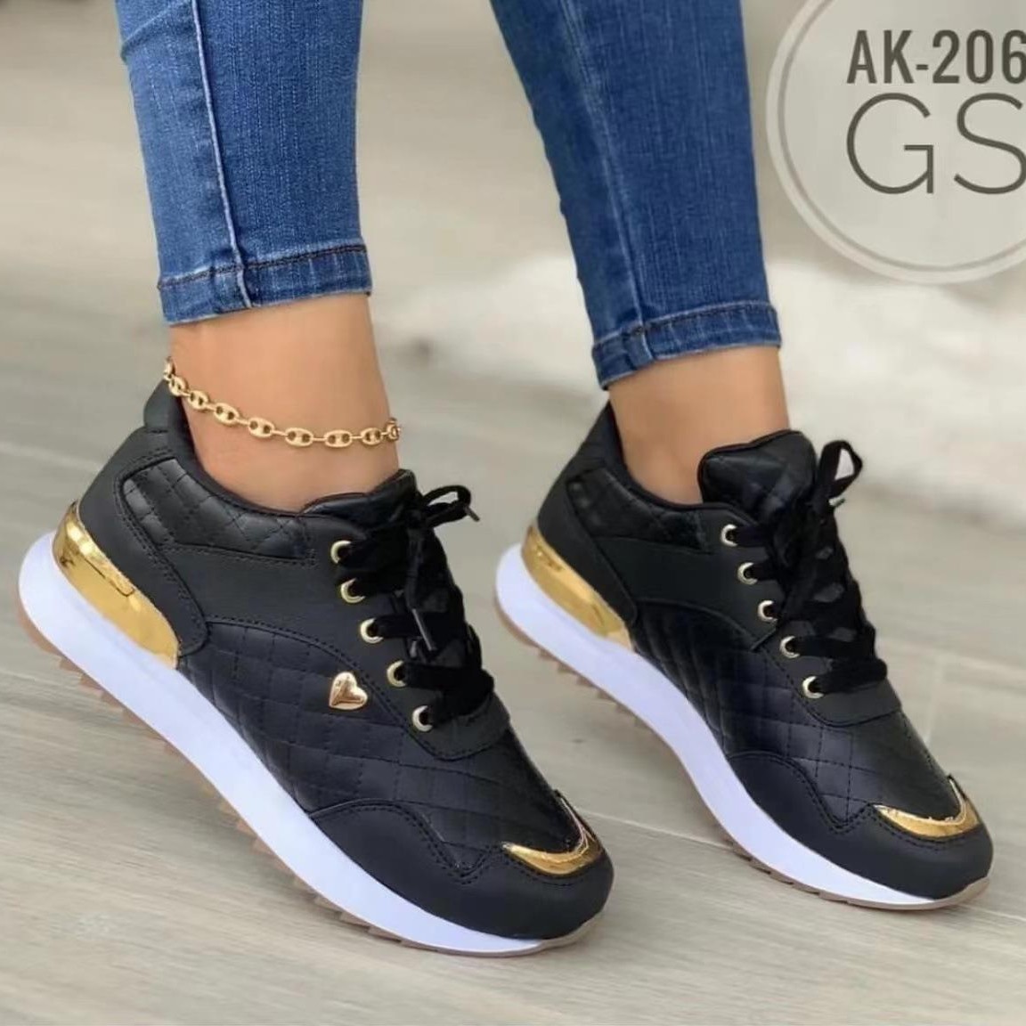 Zapatillas deportivas con cordones de talla grande para mujer, comercio transfronterizo de AliExpress, verano 2022, informales, versátiles, en existencia, muy vendidas image 5