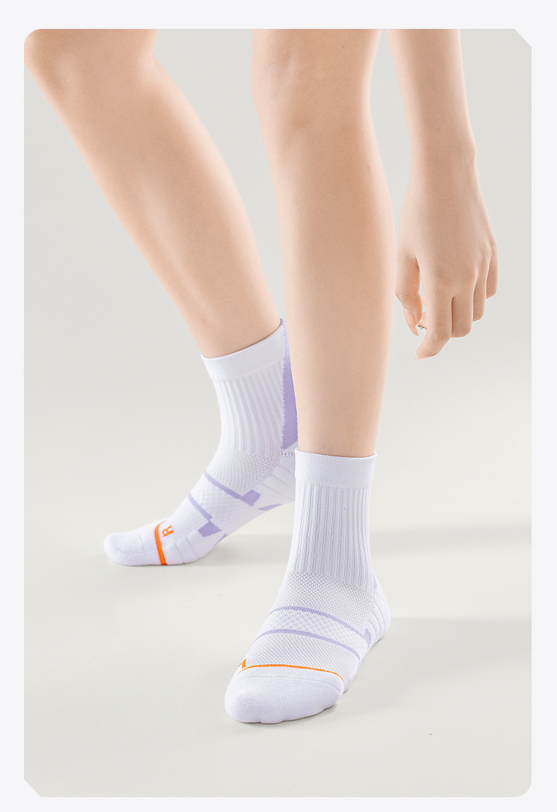 Mid Calf Sports Socks For Running And Badminton With Thick Sole_voghion.com
