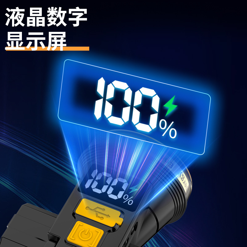 Pantalla eléctrica digital faro fuerte luz larga resistencia inducción faro al aire libre camping cabeza-montado linterna iluminación faro