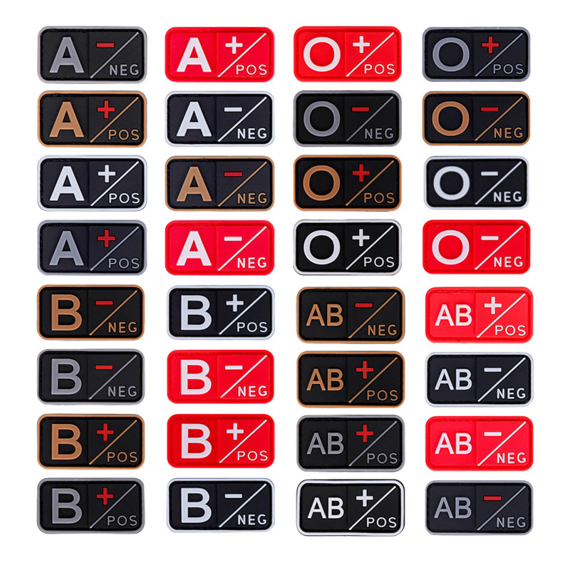 3 DPVCBlood Type Seal Rubber Patch Badge ABOAB+POSMorale Seal Velcro Seal Hook Surface