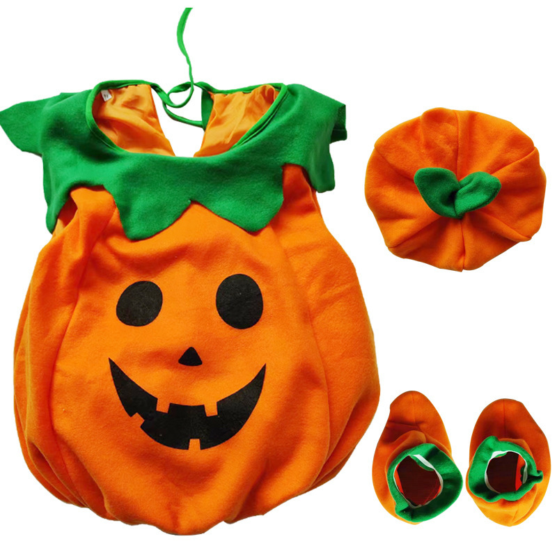 Trajes de calabaza de Halloween transfronterizos Ropa de actuación para niños COSPLAY lindo traje de calabaza traje de bebé lleno de algodón