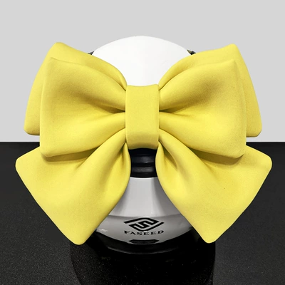 Motosiklet dəbilqələri Motorcycle, Dream Sister, Motorcycle - one-size-fits-all-lemon-yellow-double-layer-luxury-bow-velcro