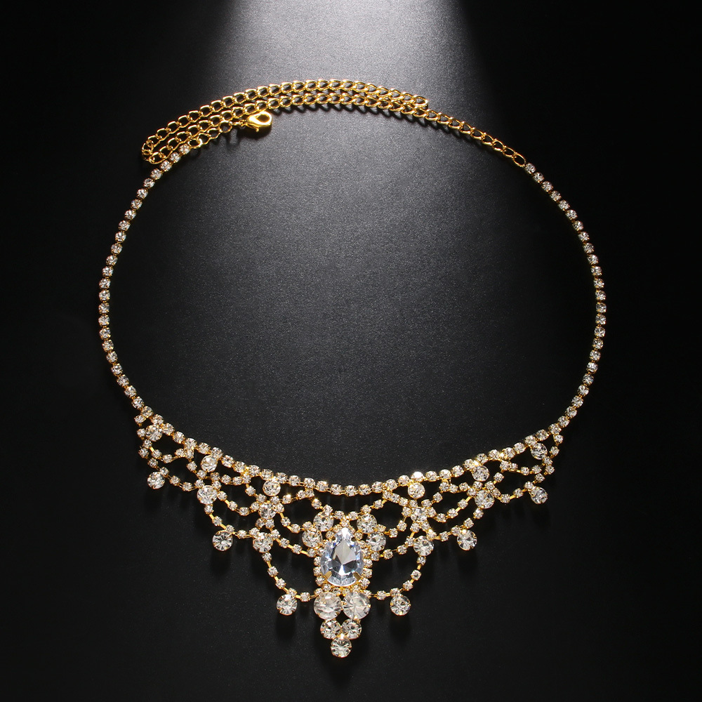 Accessoires de cheveux de chaîne de front de goutte d'eau pour femmes, accessoires exotiques de coiffure haut de gamme en diamant creux_voghion.com