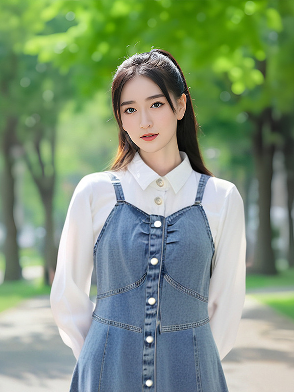130-320 plus size women's shirt strap denim skirt two-piece suit 2024 spring and autumn new chubby girl foreign temperament