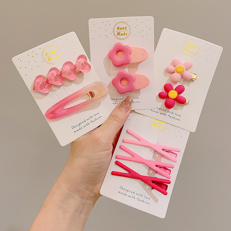 Pin de pelo de verano de dopamina rosa de alto nivel de sensación de frangeo un clip de pelo de frente acabado de pelo de broche adorable adornamiento para el pelo