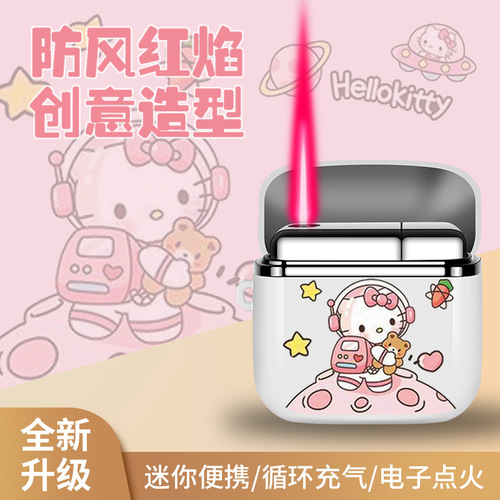 Headphones Windproof Lighter Pacha Dog Kuromi Cinnamon Dog Cartoon Internet Celebrity Gas Lighter Smoking Accessories Wholesale