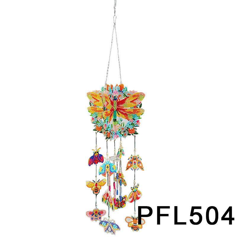 Fábrica directa pintura de diamantes alrededor de flores y pájaros dibujos animados colgando placa decorativa campana de viento transfronteriza atrapadora de sueños decoración interior de pintura de diamantes