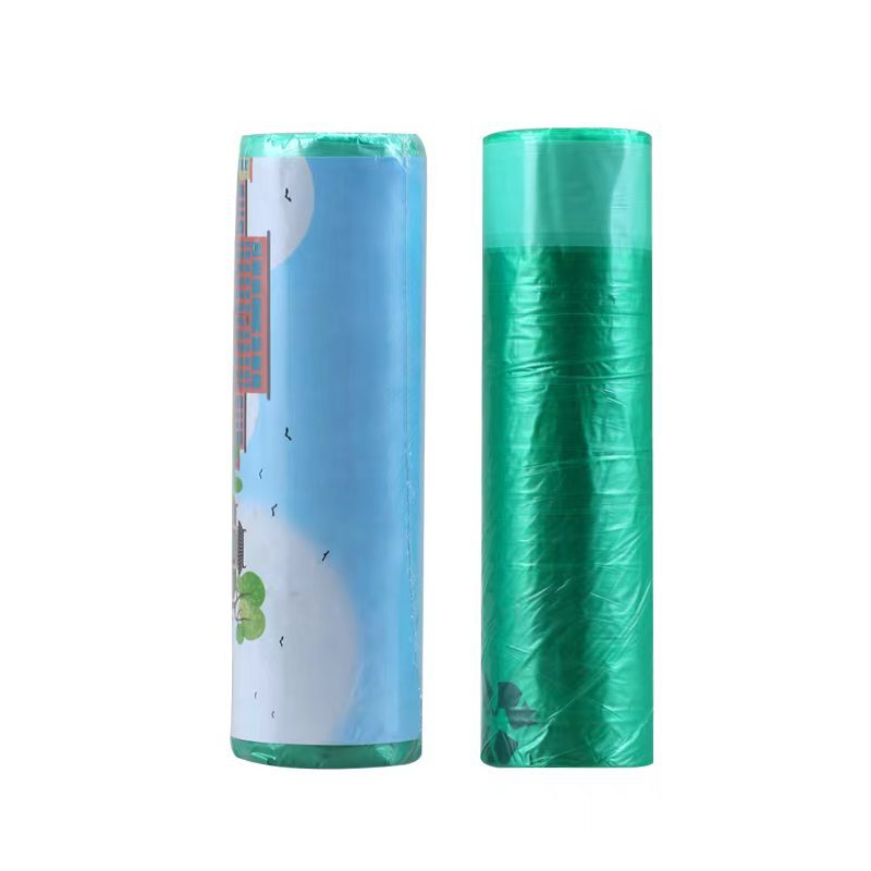 Thickened extra large rope garbage bag kitchen special garbage classification green printing drawstring wet and dry garbage bag