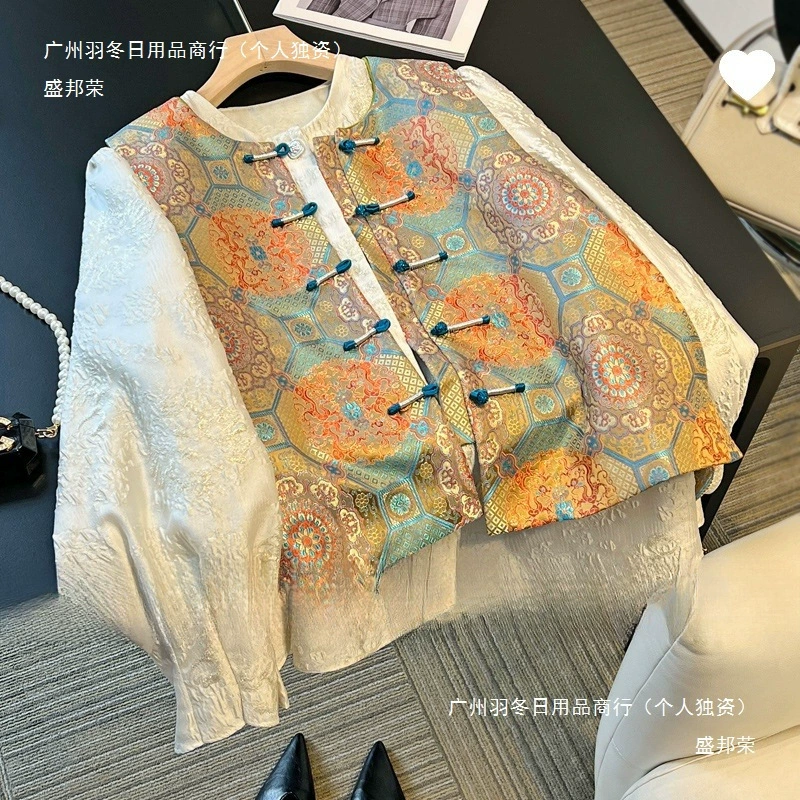 Осенне-зимние костюмы: новый китайский стиль, жилет с длинным рукавом, топы, куртка, модная женская одежда 2025, новый стиль