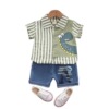 Summer cartoon dinosaur, shirt, jeans, set, children's clothing, western style