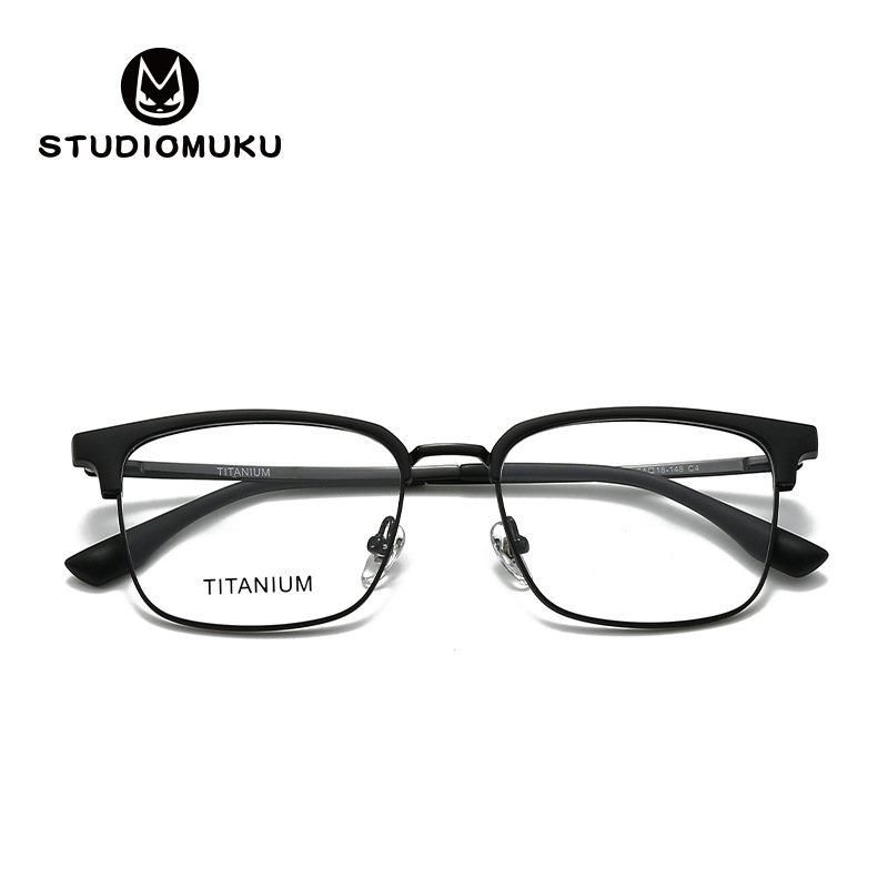 Gafas frescas de madera STUDIOMUKU, ligeras y guapas, gafas de cejas para hombres de negocios, marco para gafas, marco de todo fósforo para viajeros