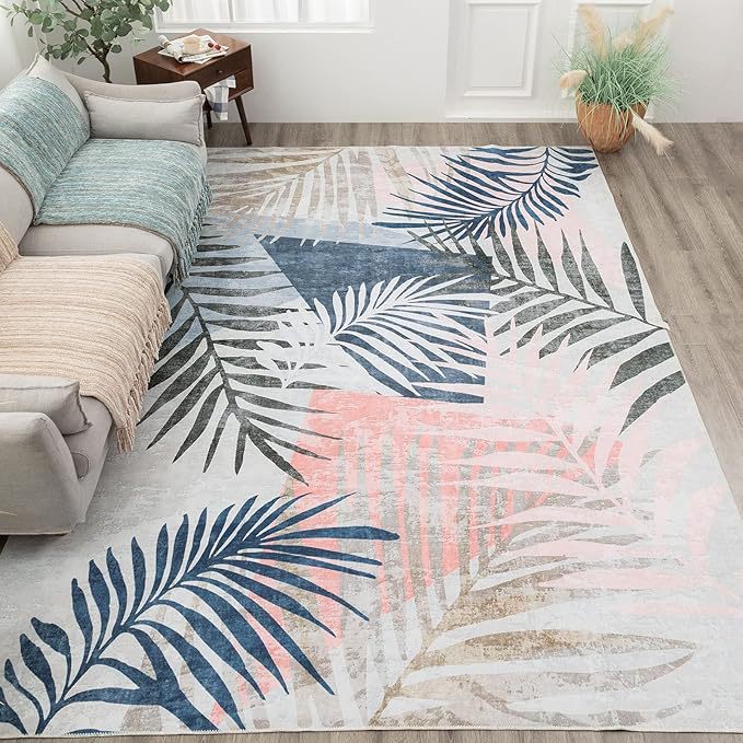 Flores de hojas verdes transfronterizas Sala de estar llena de alfombras Dormitorio Manta de cama antideslizante y resistente a la suciedad Cojín de sofá de balcón de hotel