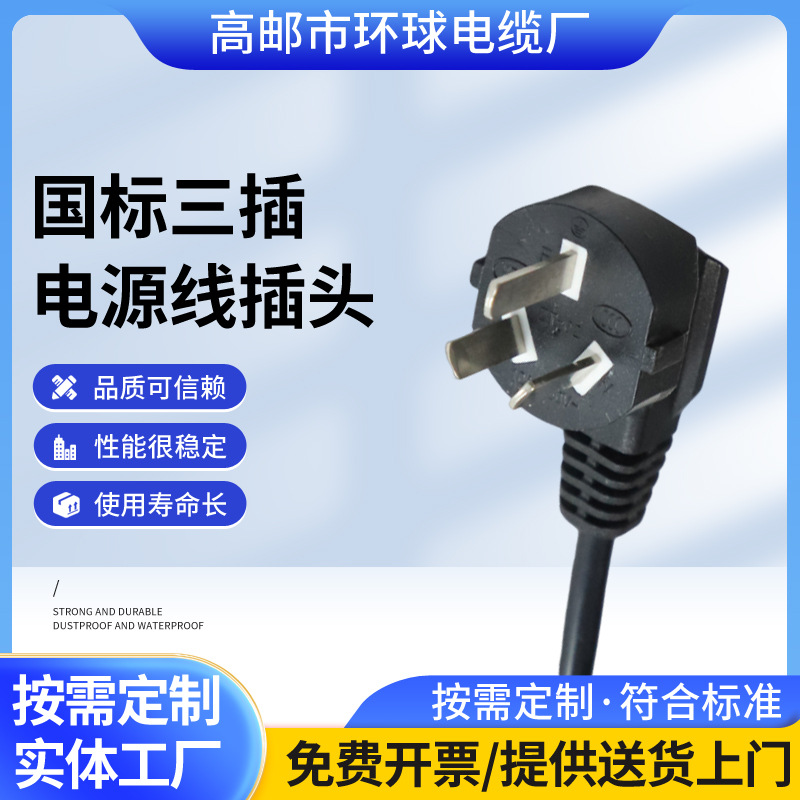 国标纯铜二三芯电工插线电动工具三插项孔电源线带插头连接线厂家