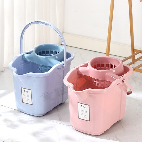Household Mop Bucket with Thick Handle Portable Large Capacity Floor Cleaning Bucket with Wheels and Dehydration Feature Wholesale