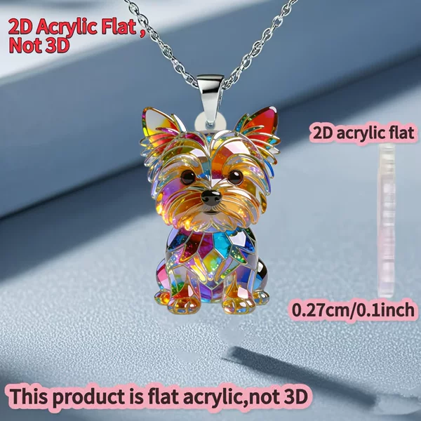Cross-Border Hot-Selling 2D Flat Acrylic Yorkshire Terrier Pendant Fashion Sweater Chain Ideal Gift for Birthday Parties