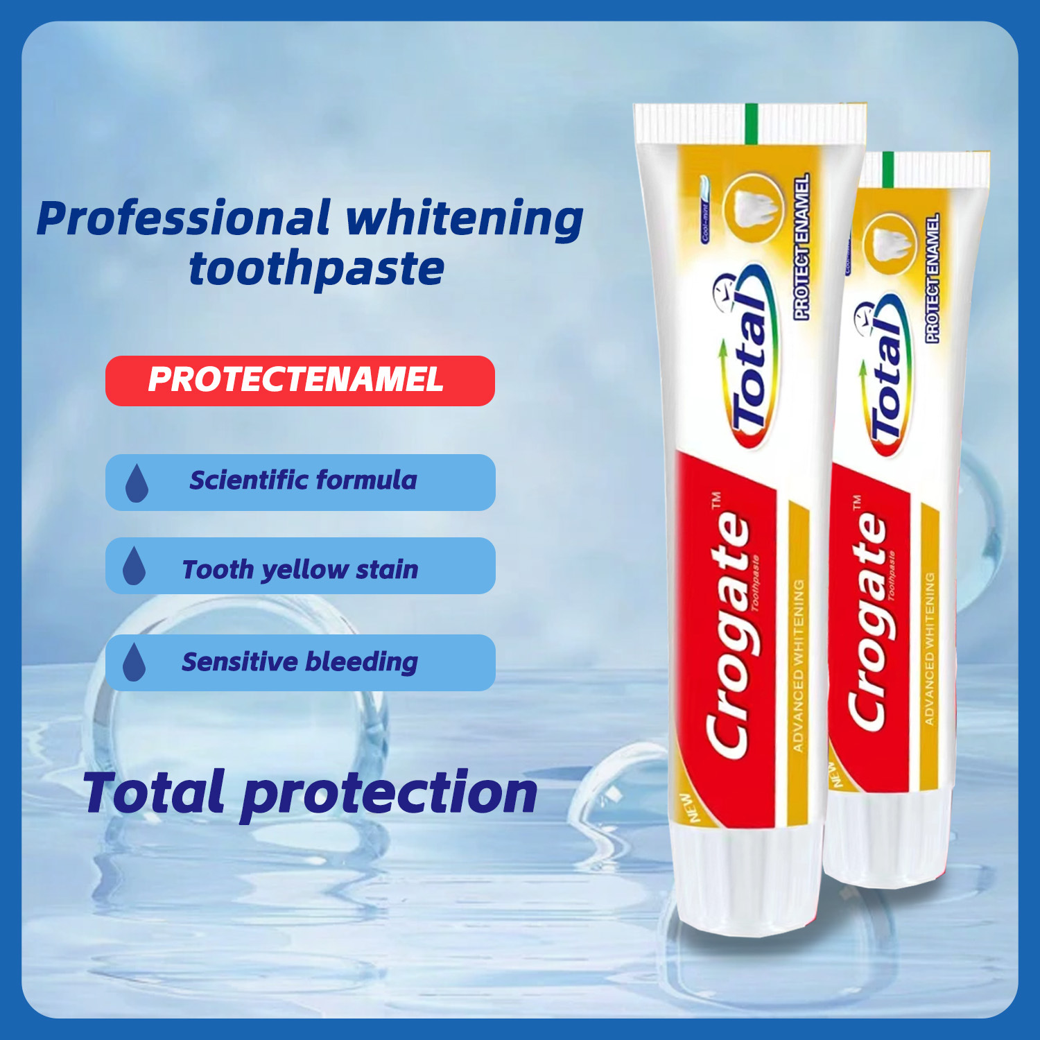 Full English version of toothpaste to remove yellow stains, mothproof gums, solid teeth, dazzle white fresh breath, cross-border foreign trade for wholesale
