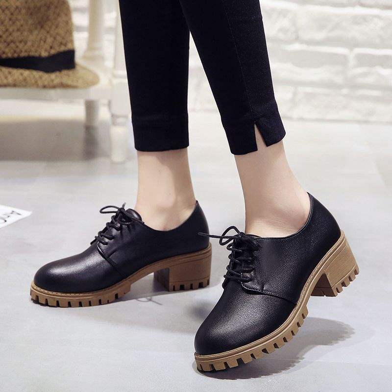 British Style Oxford Shoes for Women, Spring and Autumn 2026 New Retro Leather Shoes, High-Heeled Single Shoes for Women, Thick Heels, Thick Soles, Waterproof Platforms