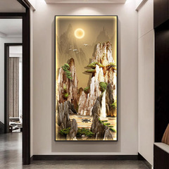 LED灯画寓意好入户玄关装饰画茶室山水壁画客厅走廊过道尽头挂画